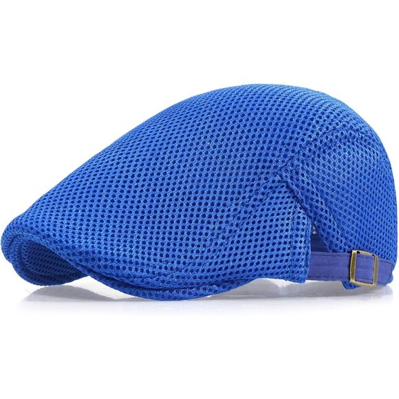 Men's Royal Blue Knitted Fabrics 100% polyester Adjustable Beret Ivy Cap - Picture 1 of 6